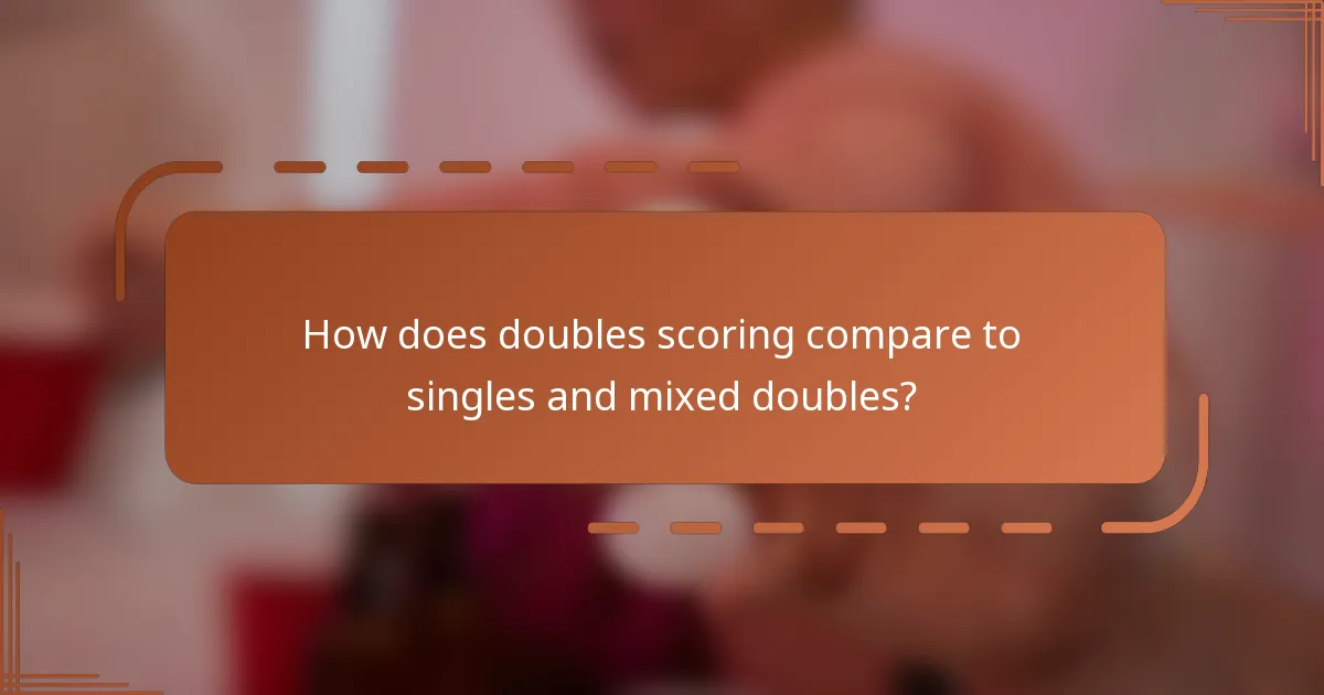 How does doubles scoring compare to singles and mixed doubles?
