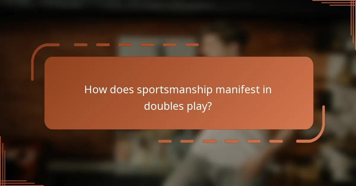 How does sportsmanship manifest in doubles play?