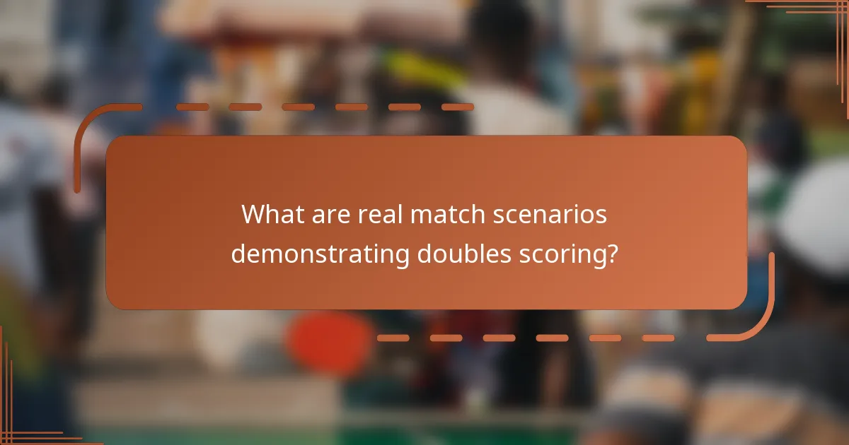 What are real match scenarios demonstrating doubles scoring?
