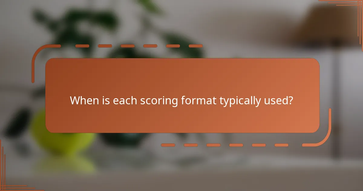 When is each scoring format typically used?